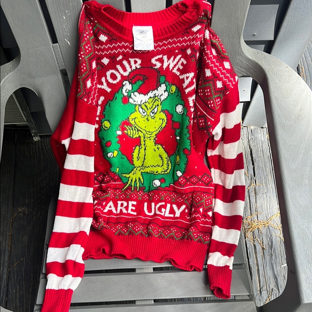 Red and White Grinch Christmas Sweater